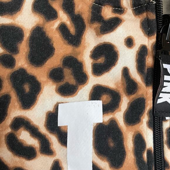 Victoria’s Secret PINK Leopard Print Faux Fur Full Zip Hoodie Women's Medium - Picture 6 of 9